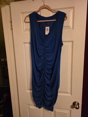 torrid Blue Ruched Midi Dress